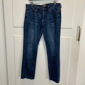 Lucky Brand Women's Blue Denim Jeans Size 10 30 Straight Leg Raw Hem‎